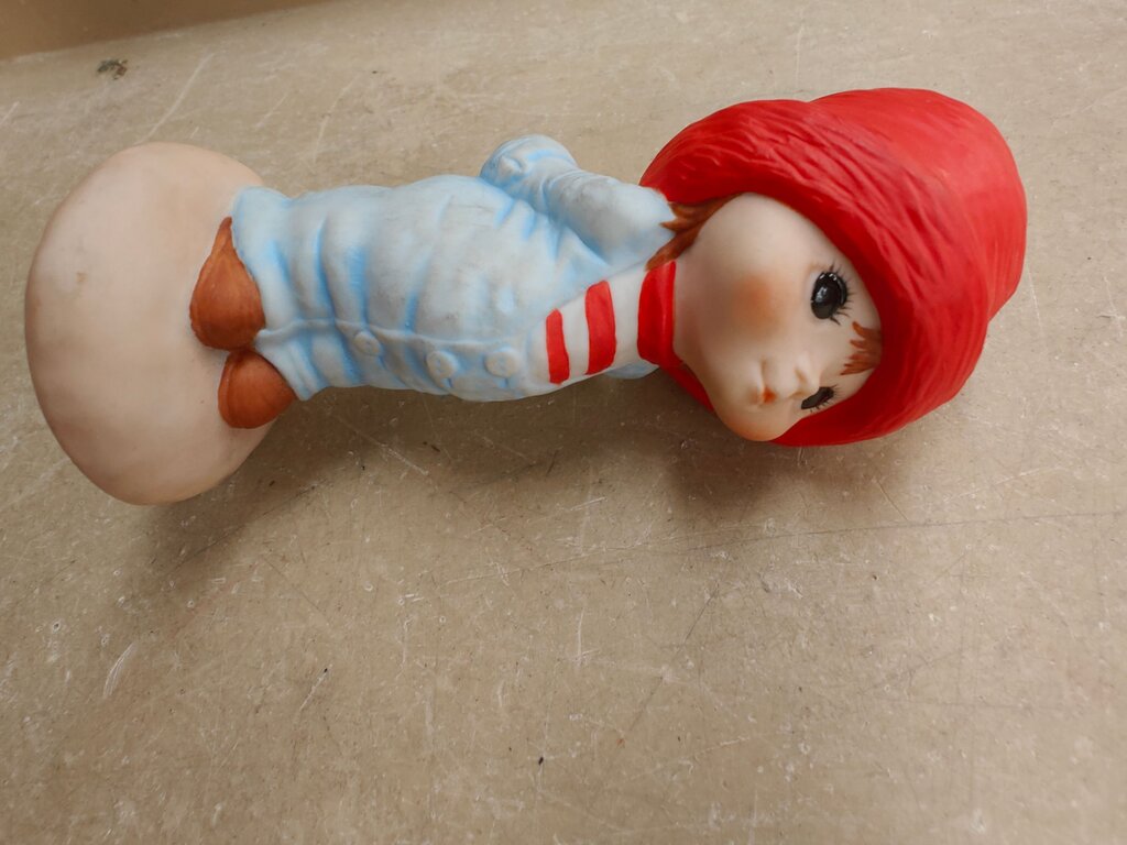 Vintage Doll with Red Hat and Striped Shirt