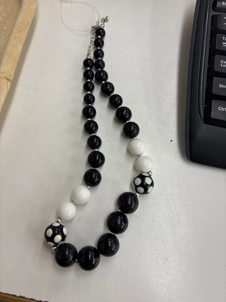 Black and White Beaded Necklace
