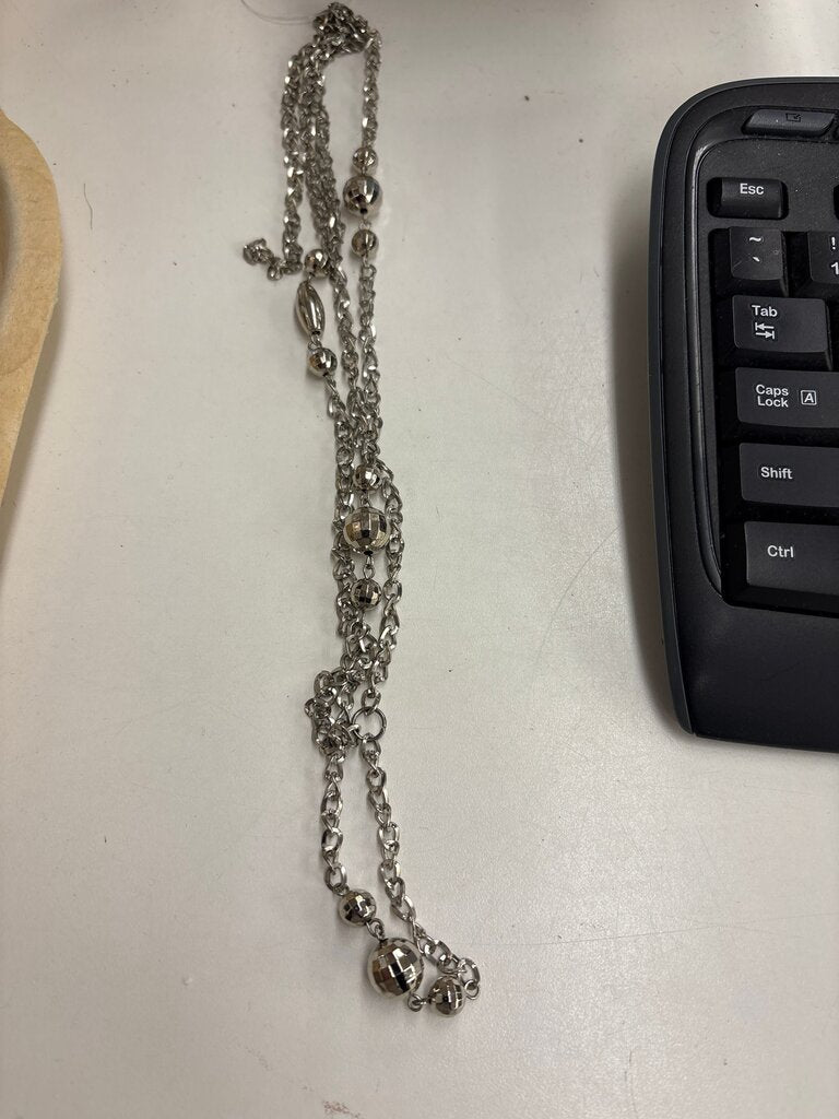 Silver Beaded Chain Necklace