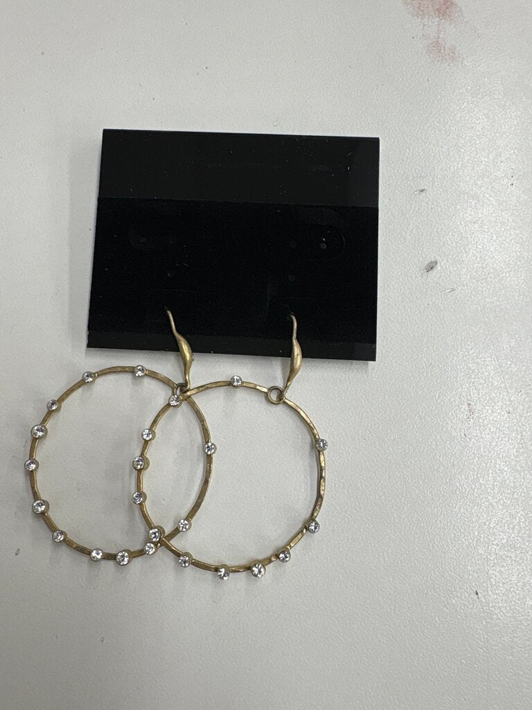 Gold Hoop Earrings with Rhinestones