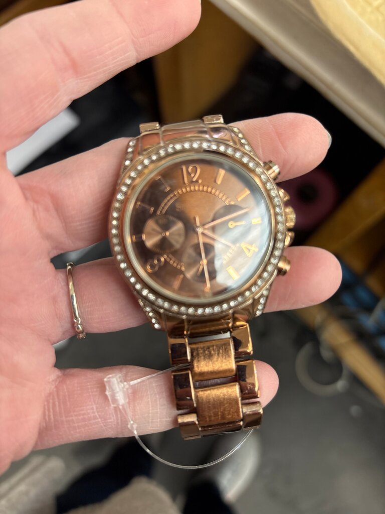 Brown Chronograph Women's Watch with Rhinestones