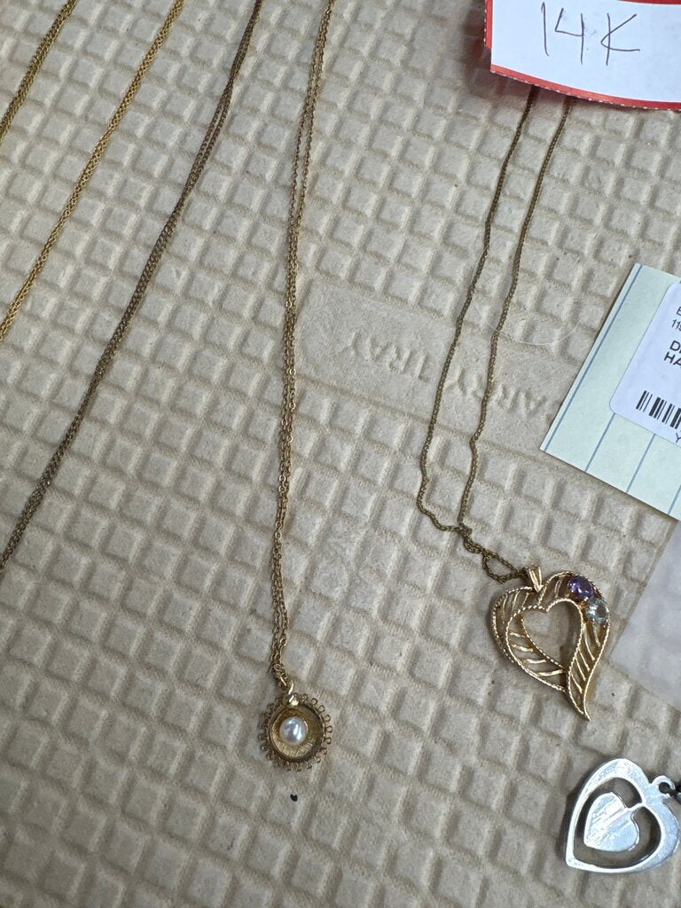 14K Gold Necklaces with Various Pendants