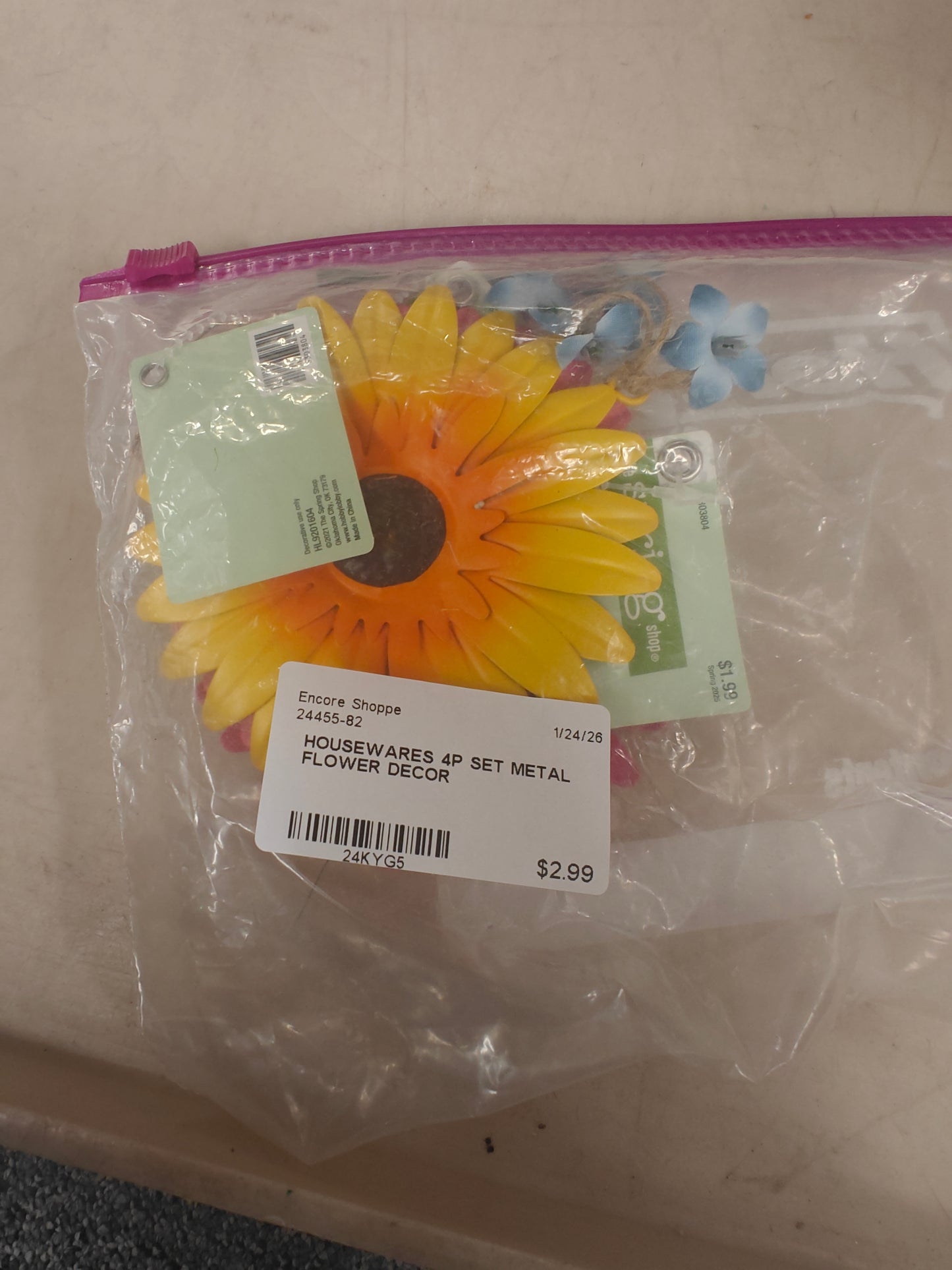 4P SET METAL FLOWER DECOR